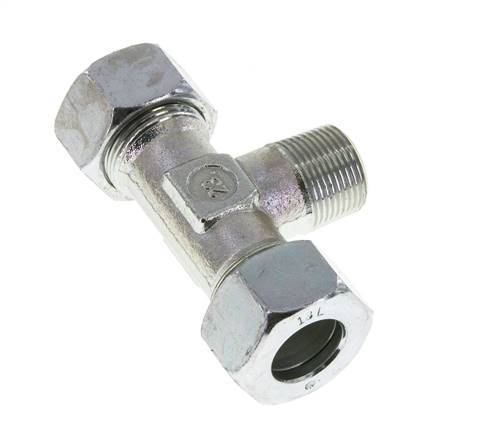 18L & M22x1.5 (con) Zink plated Steel T-Shape Tee Cutting Fitting with Male Threads 315 bar ISO 8434-1