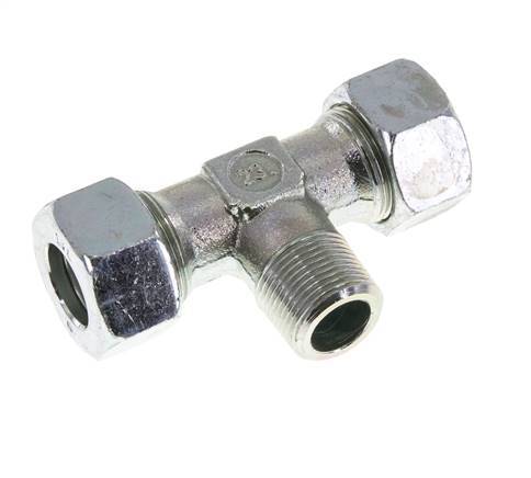 18L & M22x1.5 (con) Zink plated Steel T-Shape Tee Cutting Fitting with Male Threads 315 bar ISO 8434-1