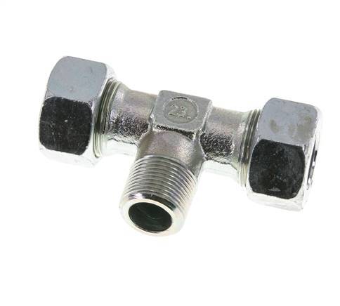 18L & M22x1.5 (con) Zink plated Steel T-Shape Tee Cutting Fitting with Male Threads 315 bar ISO 8434-1