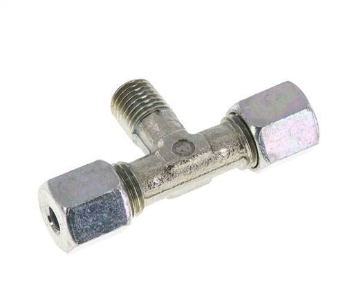 6S & M12x1.5 (con) Zink plated Steel T-Shape Tee Cutting Fitting with Male Threads 640 bar ISO 8434-1