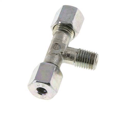 6S & M12x1.5 (con) Zink plated Steel T-Shape Tee Cutting Fitting with Male Threads 640 bar ISO 8434-1