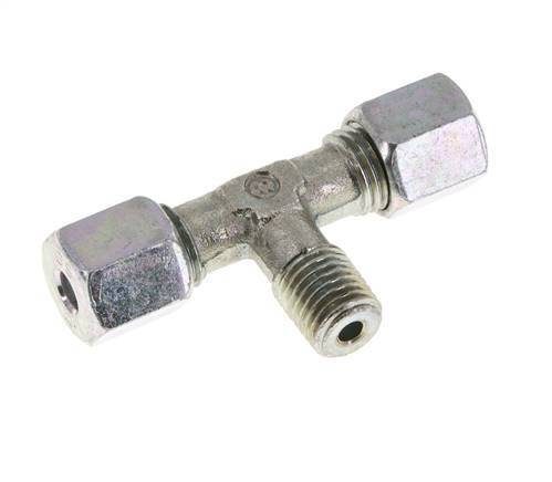 6S & M12x1.5 (con) Zink plated Steel T-Shape Tee Cutting Fitting with Male Threads 640 bar ISO 8434-1