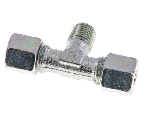 8S & M14x1.5 (con) Zink plated Steel T-Shape Tee Cutting Fitting with Male Threads 640 bar ISO 8434-1