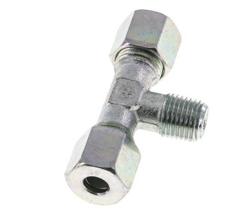 8S & M14x1.5 (con) Zink plated Steel T-Shape Tee Cutting Fitting with Male Threads 640 bar ISO 8434-1