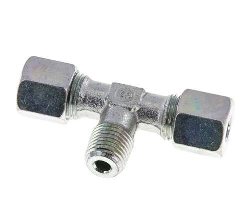 8S & M14x1.5 (con) Zink plated Steel T-Shape Tee Cutting Fitting with Male Threads 640 bar ISO 8434-1