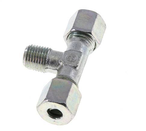 8S & M14x1.5 (con) Zink plated Steel T-Shape Tee Cutting Fitting with Male Threads 640 bar ISO 8434-1