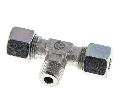 10S & M16x1.5 (con) Zink plated Steel T-Shape Tee Cutting Fitting with Male Threads 640 bar ISO 8434-1