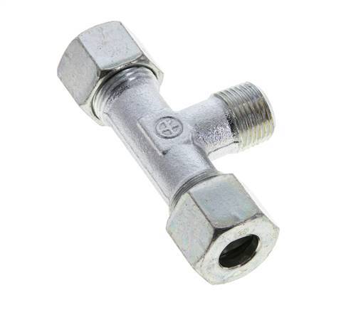 12S & M18x1.5 (con) Zink plated Steel T-Shape Tee Cutting Fitting with Male Threads 640 bar ISO 8434-1