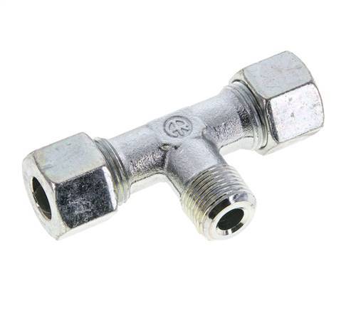 12S & M18x1.5 (con) Zink plated Steel T-Shape Tee Cutting Fitting with Male Threads 640 bar ISO 8434-1