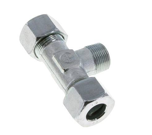 16S & M22x1.5 (con) Zink plated Steel T-Shape Tee Cutting Fitting with Male Threads 400 bar ISO 8434-1