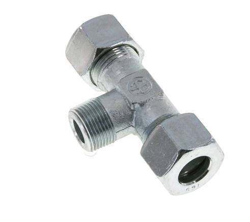 16S & M22x1.5 (con) Zink plated Steel T-Shape Tee Cutting Fitting with Male Threads 400 bar ISO 8434-1