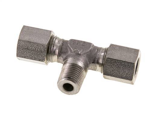 8LL & M10x1 (con) Stainless Steel T-Shape Tee Cutting Fitting with Male Threads 100 bar ISO 8434-1