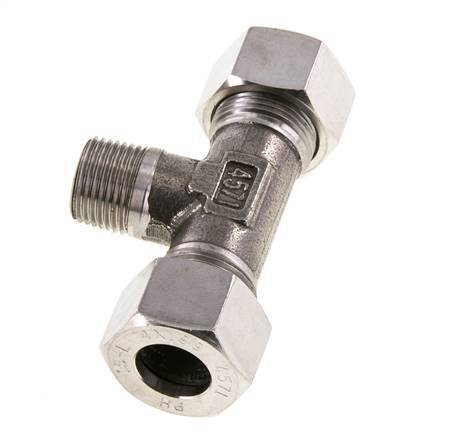 15L & M18x1.5 (con) Stainless Steel T-Shape Tee Cutting Fitting with Male Threads 315 bar ISO 8434-1