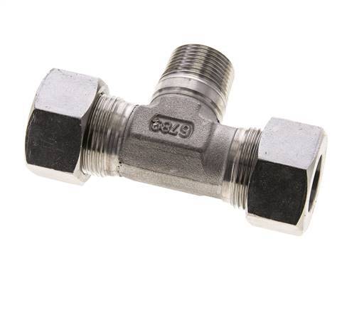 18L & M22x1.5 (con) Stainless Steel T-Shape Tee Cutting Fitting with Male Threads 315 bar ISO 8434-1