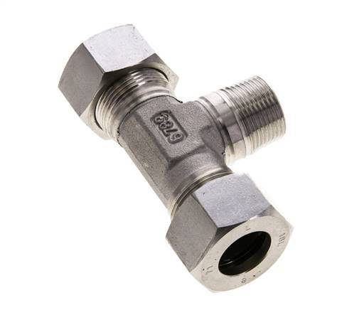 18L & M22x1.5 (con) Stainless Steel T-Shape Tee Cutting Fitting with Male Threads 315 bar ISO 8434-1