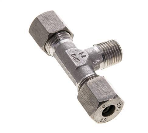 8S & M14x1.5 (con) Stainless Steel T-Shape Tee Cutting Fitting with Male Threads 630 bar ISO 8434-1