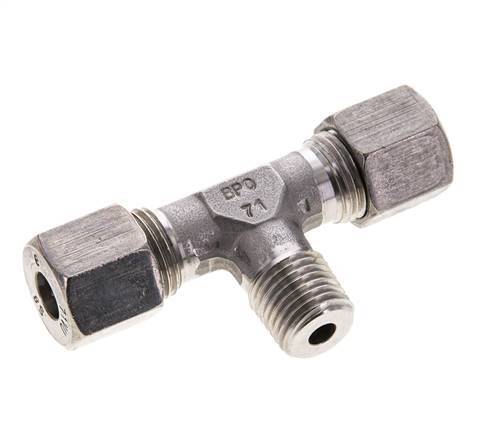 8S & M14x1.5 (con) Stainless Steel T-Shape Tee Cutting Fitting with Male Threads 630 bar ISO 8434-1