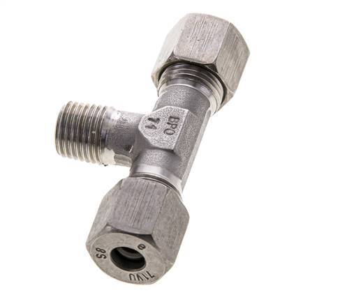 8S & M14x1.5 (con) Stainless Steel T-Shape Tee Cutting Fitting with Male Threads 630 bar ISO 8434-1