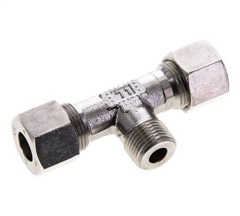 12S & M18x1.5 (con) Stainless Steel T-Shape Tee Cutting Fitting with Male Threads 630 bar ISO 8434-1