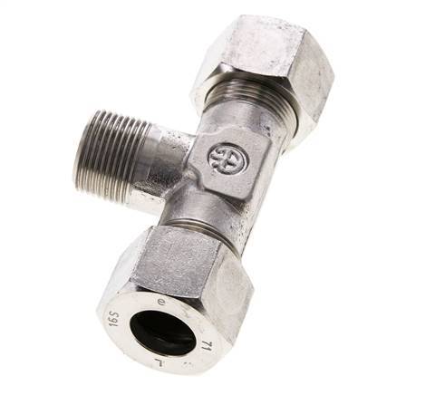 16S & M22x1.5 (con) Stainless Steel T-Shape Tee Cutting Fitting with Male Threads 400 bar ISO 8434-1