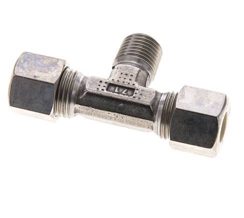 10L & M14x1.5 (con) Stainless Steel T-Shape Tee Compression Fitting with Male Threads 315 bar ISO 8434-1