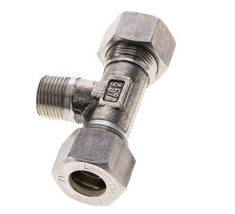 15L & M18x1.5 (con) Stainless Steel T-Shape Tee Compression Fitting with Male Threads 315 bar ISO 8434-1