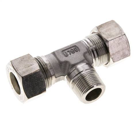 18L & M22x1.5 (con) Stainless Steel T-Shape Tee Compression Fitting with Male Threads 315 bar ISO 8434-1