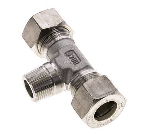 18L & M22x1.5 (con) Stainless Steel T-Shape Tee Compression Fitting with Male Threads 315 bar ISO 8434-1