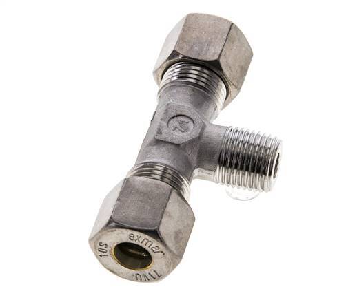 10S & M16x1.5 (con) Stainless Steel T-Shape Tee Compression Fitting with Male Threads 450 bar ISO 8434-1