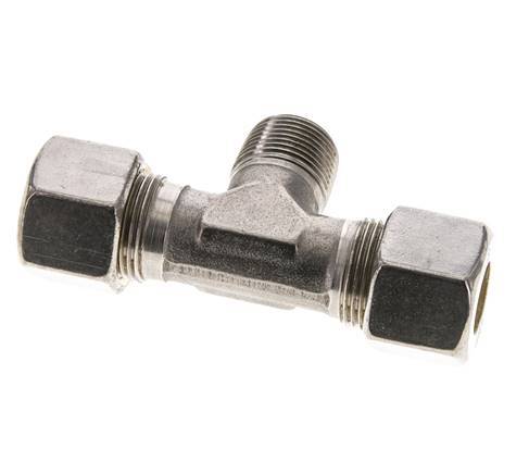 14S & M20x1.5 (con) Stainless Steel T-Shape Tee Compression Fitting with Male Threads 400 bar ISO 8434-1