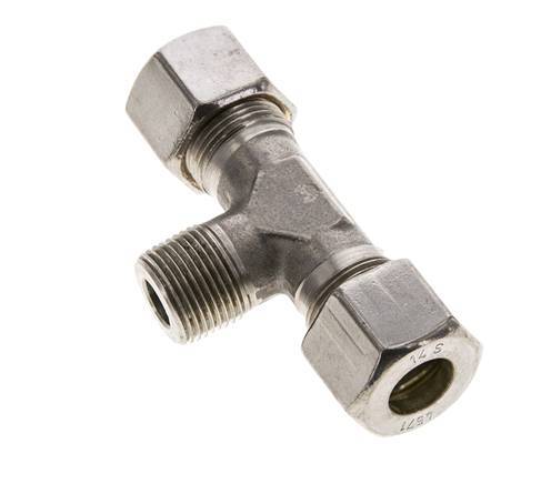 14S & M20x1.5 (con) Stainless Steel T-Shape Tee Compression Fitting with Male Threads 400 bar ISO 8434-1