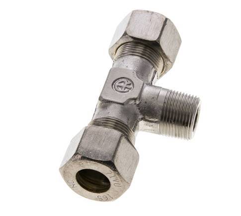 16S & M22x1.5 (con) Stainless Steel T-Shape Tee Compression Fitting with Male Threads 400 bar ISO 8434-1