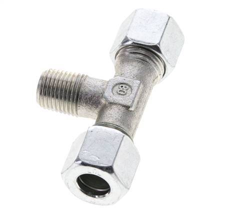 10L & R1/4'' Zink plated Steel T-Shape Tee Cutting Fitting with Male Threads 315 bar ISO 8434-1