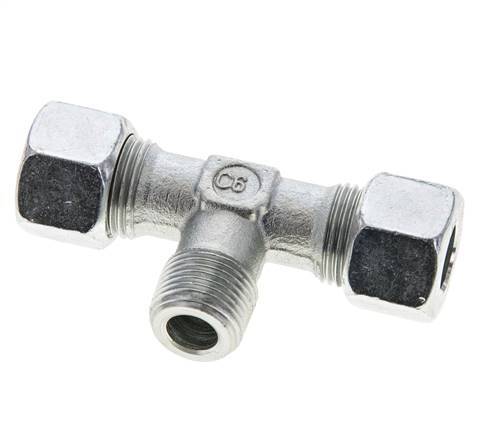 12L & R3/8'' Zink plated Steel T-Shape Tee Cutting Fitting with Male Threads 315 bar ISO 8434-1