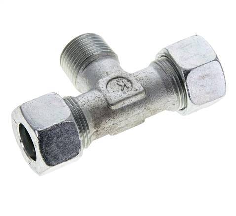 15L & R1/2'' Zink plated Steel T-Shape Tee Cutting Fitting with Male Threads 315 bar ISO 8434-1