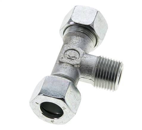 15L & R1/2'' Zink plated Steel T-Shape Tee Cutting Fitting with Male Threads 315 bar ISO 8434-1