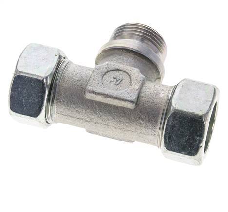28L & G1'' Zink plated Steel T-Shape Tee Cutting Fitting with Male Threads 160 bar ISO 8434-1