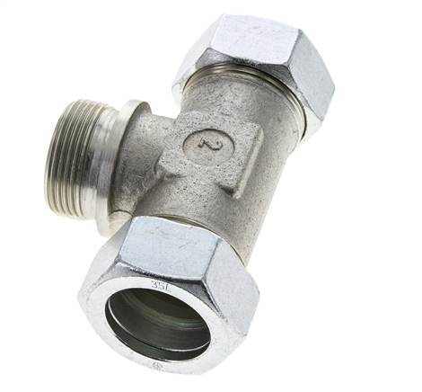 35L & G1-1/4'' Zink plated Steel T-Shape Tee Cutting Fitting with Male Threads 160 bar ISO 8434-1