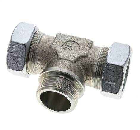 42L & G1-1/2'' Zink plated Steel T-Shape Tee Cutting Fitting with Male Threads 160 bar ISO 8434-1