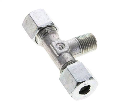 8S & R1/4'' Zink plated Steel T-Shape Tee Cutting Fitting with Male Threads 630 bar ISO 8434-1