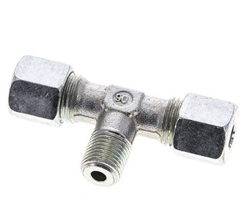 8S & R1/4'' Zink plated Steel T-Shape Tee Cutting Fitting with Male Threads 630 bar ISO 8434-1