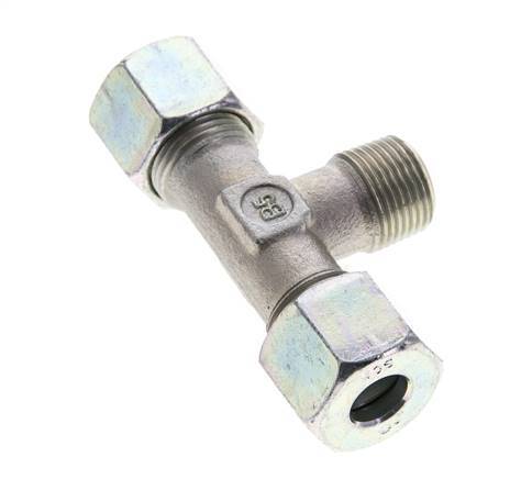 10S & R3/8'' Zink plated Steel T-Shape Tee Cutting Fitting with Male Threads 630 bar ISO 8434-1