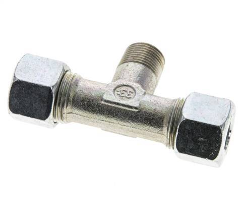 12S & R3/8'' Zink plated Steel T-Shape Tee Cutting Fitting with Male Threads 630 bar ISO 8434-1