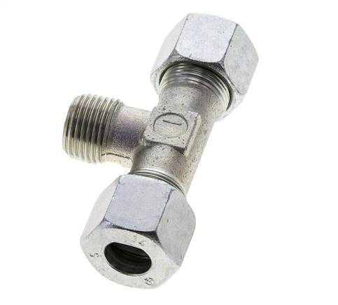 14S & R1/2'' Zink plated Steel T-Shape Tee Cutting Fitting with Male Threads 630 bar ISO 8434-1
