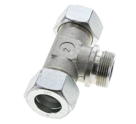 30S & G1-1/4'' Zink plated Steel T-Shape Tee Cutting Fitting with Male Threads 400 bar ISO 8434-1