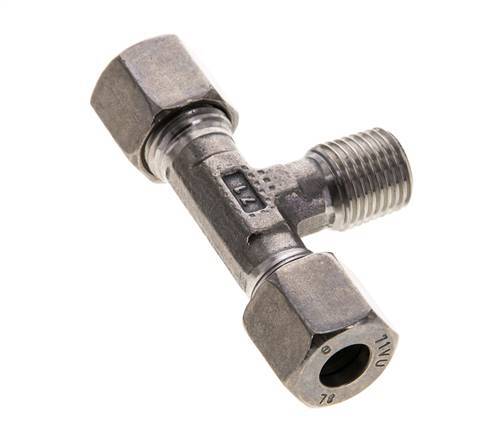 8L & R1/4'' Stainless Steel T-Shape Tee Cutting Fitting with Male Threads 315 bar ISO 8434-1