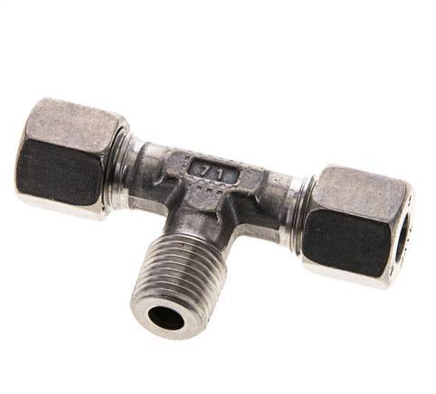 8L & R1/4'' Stainless Steel T-Shape Tee Cutting Fitting with Male Threads 315 bar ISO 8434-1
