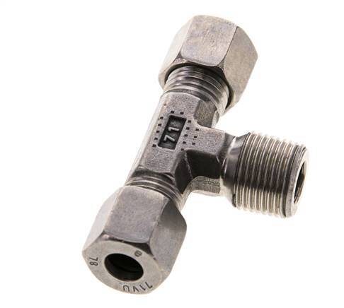 8L & R3/8'' Stainless Steel T-Shape Tee Cutting Fitting with Male Threads 315 bar ISO 8434-1