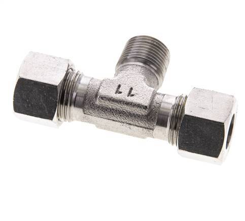 12L & R3/8'' Stainless Steel T-Shape Tee Cutting Fitting with Male Threads 315 bar ISO 8434-1