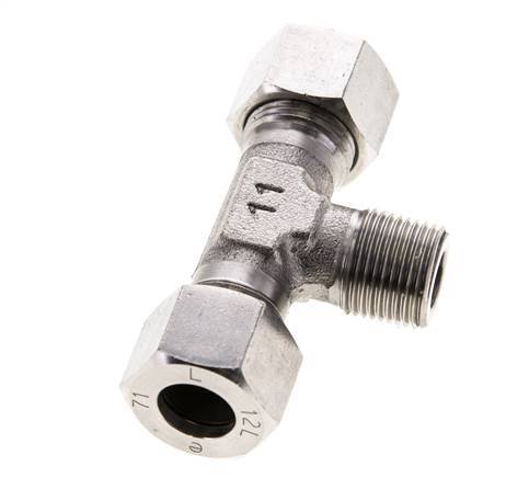 12L & R3/8'' Stainless Steel T-Shape Tee Cutting Fitting with Male Threads 315 bar ISO 8434-1